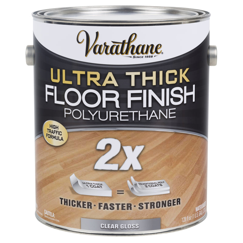 Varathane Transparent Gloss Clear Water-Based Acrylic Urethane Floor Finish 1 gal, Pack of 2