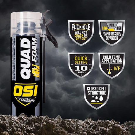 OSI Quad Tan Foam Window and Door Foam Sealant 21.1 oz, Pack of 12