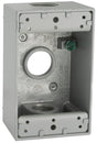 Hubbell 5324-5 Weatherproof Box, 18.3 cu-in, 3-Outlet, 1-Gang, Aluminum, Powder-Coated, Gray