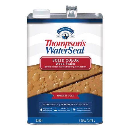 Thompson's WaterSeal Wood Sealer Solid Harvest Gold Waterproofing Wood Sealer 1 gal, Pack of 4