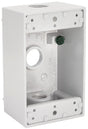 Hubbell 5320-6 Weatherproof Box, 18.3 cu-in, 3-Outlet, 1-Gang, Aluminum, White, Powder-Coated