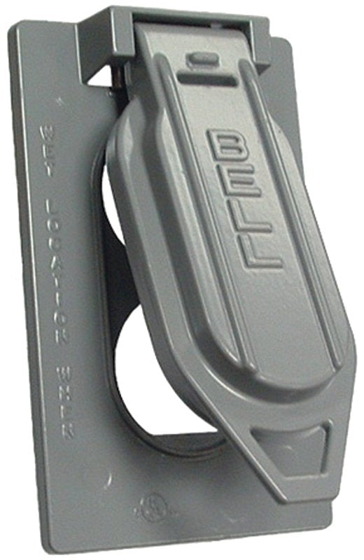 Hubbell 5146-5 Cover, Flip, Snap, 4-9/16 in L, 2-13/16 in W, 1-Gang, Aluminum, Gray, Powder-Coated, 6/CD