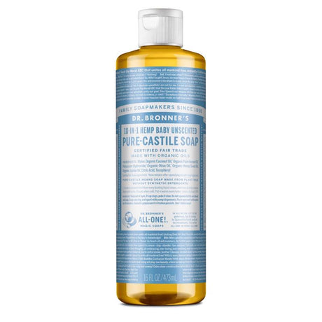 Dr. Bronner's 18-in-1 Baby Organic No Scent Pure-Castile Liquid Soap 16 oz 1 pk, Pack of 12