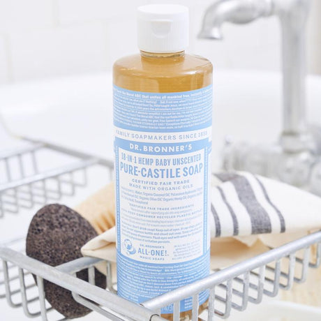 Dr. Bronner's 18-in-1 Baby Organic No Scent Pure-Castile Liquid Soap 16 oz 1 pk, Pack of 12