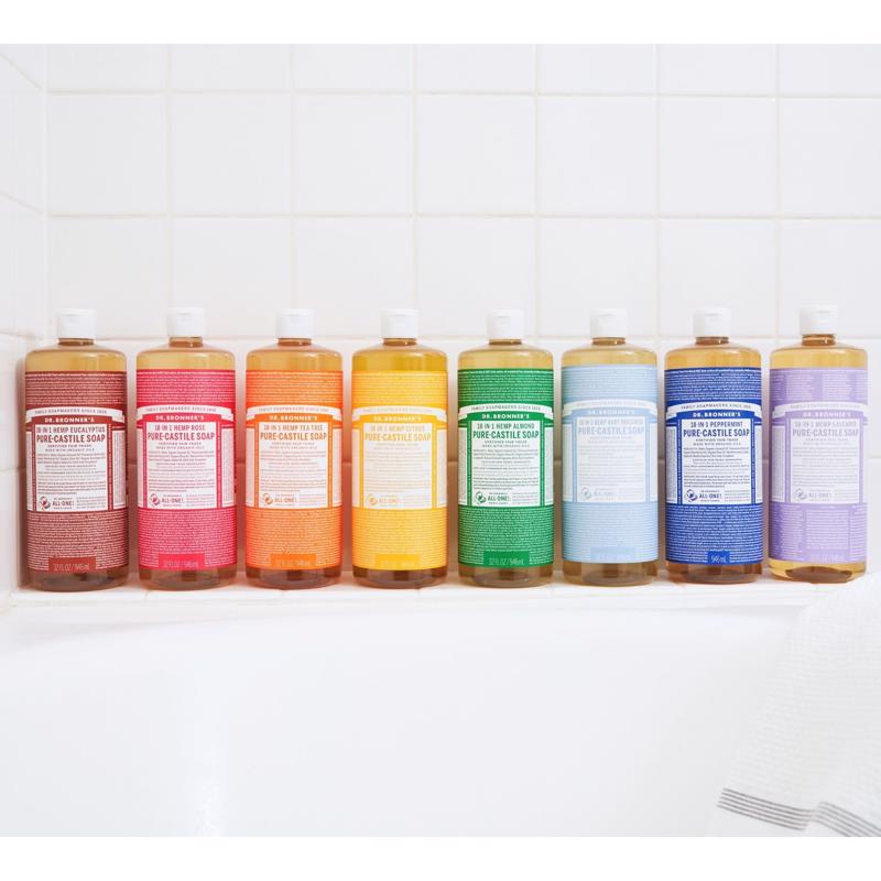 Dr. Bronner's 18-in-1 Organic Hemp Rose Scent Pure-Castile Liquid Soap 16 oz 1 pk, Pack of 12