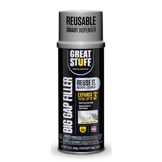 Great Stuff Smart Dispenser Ivory Polyurethane Insulating Foam Sealant 12 oz, Pack of 12