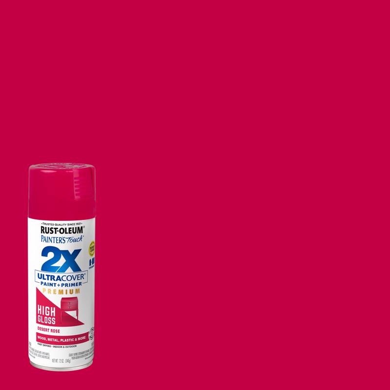 Rust-Oleum Painter's Touch High-Gloss Desert Rose Paint+Primer Spray Paint 12 oz, Pack of 6