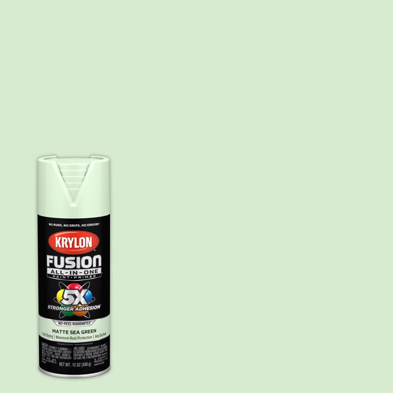 Krylon Fusion All-In-One Matte Sea Green Paint+Primer Spray Paint 12 oz, Pack of 6