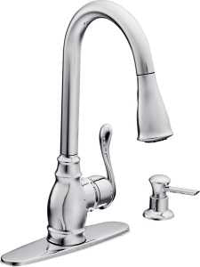 Moen CA87003SRS Kitchen Faucet, 1.5 gpm, 1-Handle, Metal, Stainless Steel, Deck Mounting, Lever Handle