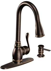 Moen Anabelle Series CA87003BRB Pull-Down Faucet, 1.5 gpm, 1-Handle, Metal, Mediterranean Bronze, Lever Handle