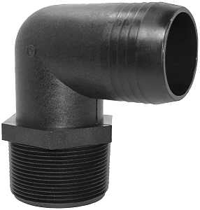 Green Leaf EL1034P 90 Deg Elbow, 1 x 3/4 in, MNPT x Hose Barb, Polypropylene
