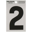 HILLMAN 3 in. Reflective Black Vinyl Self-Adhesive Number 2 1 pc, Pack of 6