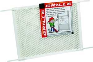 Make-2-Fit PL 15517 Series Hinged Screen Door Grill, White, 34-1/2 in W, 20 in H, Plastic