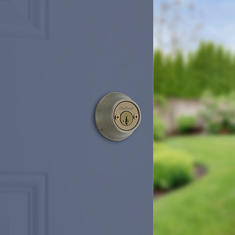 Kwikset 665 Series 665 5 SMT Deadbolt, 3 Grade, Keyed Key, Zinc, Antique Brass, 2-3/8 to 2-3/4 in Backset