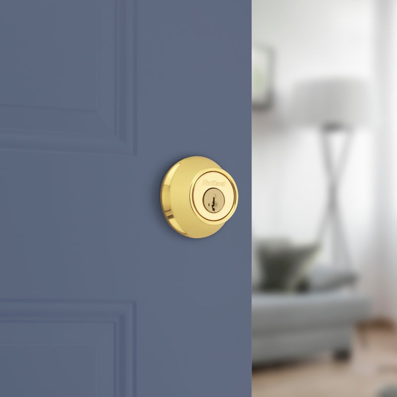Kwikset 660 Series 6603SMTCPRCALK6 Deadbolt, 3 Grade, 1-Sided Key, Polished Brass, 2-3/8 to 2-3/4 in Backset, KW1 Keyway