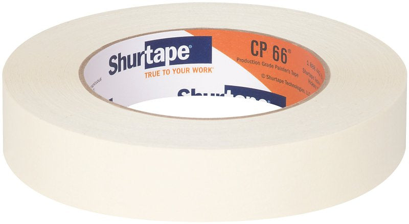 Shurtape CP 66 199898 Masking Tape, 55 m L, 24 mm W, 5.2 mil Thick, Crepe Paper Backing, Natural
