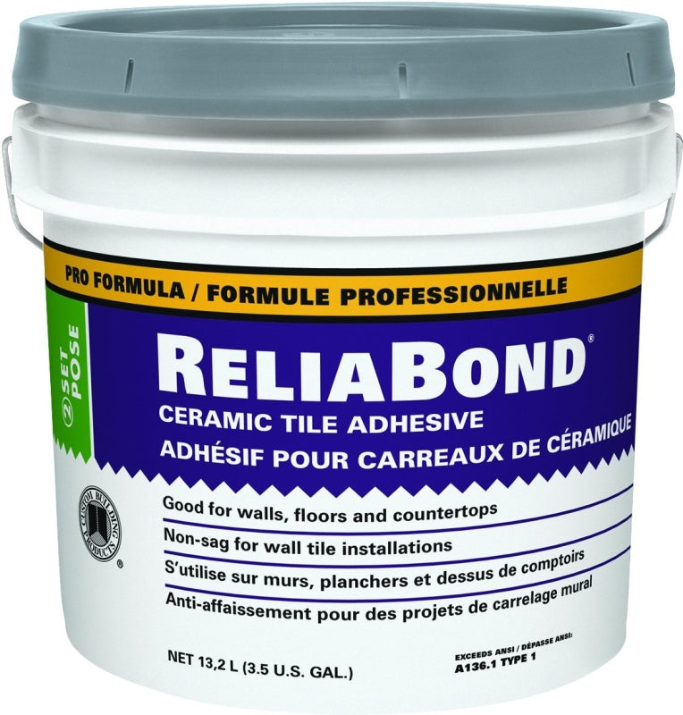 CUSTOM RBM3 Tile Adhesive, White, 3.5 gal Pail