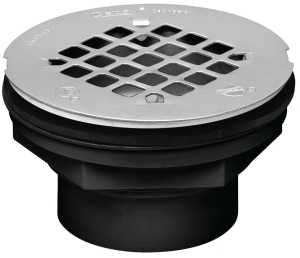 Oatey 42086 Shower Drain, ABS, Black, Specifications: Snap-In Cover Design, Round Shape