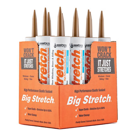 Sashco Big Stretch Woodtone Elastomeric Acrylic Latex Door/Siding/ Window Caulk 10.5 oz, Pack of 12