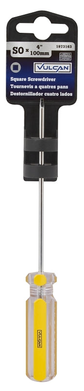 Vulcan SQ04 Screwdriver, S0 Drive, Square Drive, 6-1/2 in OAL, 4 in L Shank, Plastic Handle, Transparent Handle