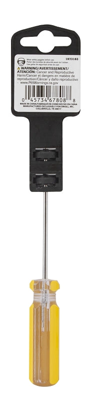 Vulcan SQ04 Screwdriver, S0 Drive, Square Drive, 6-1/2 in OAL, 4 in L Shank, Plastic Handle, Transparent Handle