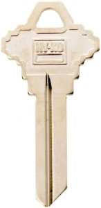 Hy-Ko 11010SC9 Key Blank, Brass, Nickel, For: Schlage Cabinet, House Locks and Padlocks, SC9 Key Number, Pack of 10