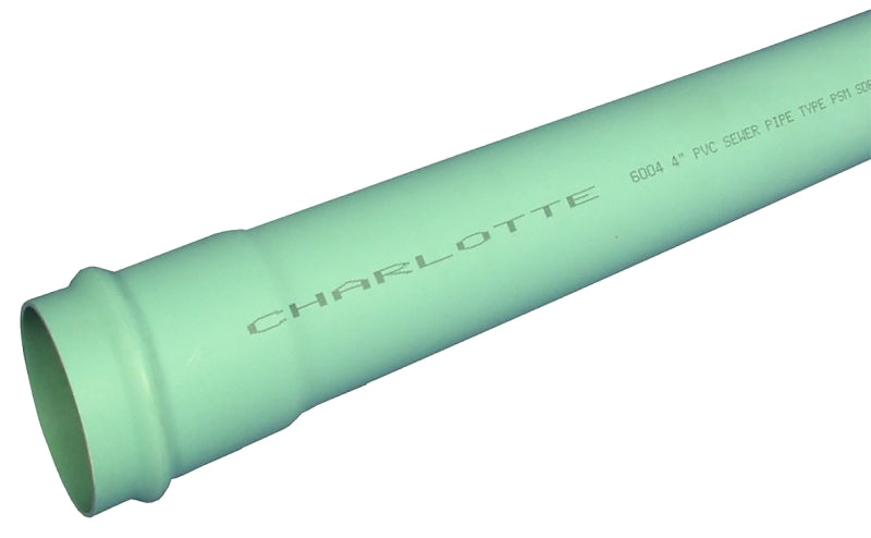 JM Eagle S/M 06006G 1400 Pipe, 6 in, 14 ft L, PVC, Light Green