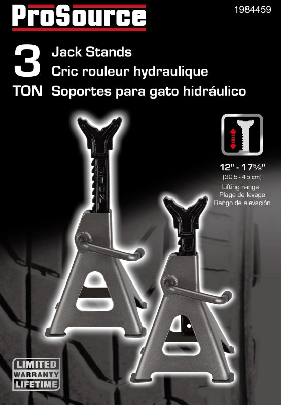 ProSource T210103 Jack Stand, 3 ton, 12 to 17-5/8 in Lift, Steel, Gray