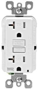 Leviton R92-GFWT2-0KW GFCI Duplex Receptacle, Thermoplastic, White, 2-Pole, 20 A, 125 V, Back, Side Wiring
