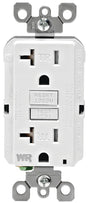 Leviton R92-GFWT2-0KW GFCI Duplex Receptacle, Thermoplastic, White, 2-Pole, 20 A, 125 V, Back, Side Wiring