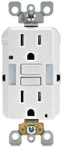 Leviton R92-GFNL1-00W GFCI Duplex Receptacle with Guide Light, Thermoplastic, White, 2-Pole, 15 A, 125 V, NEMA: 5-15R