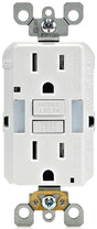 Leviton R92-GFNL1-00W GFCI Duplex Receptacle with Guide Light, Thermoplastic, White, 2-Pole, 15 A, 125 V, NEMA: 5-15R