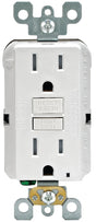 Leviton R92-GFTR1-0KW GFCI Duplex Receptacle, Metal/Plastic, White, 2-Pole, 15 A, 125 V, Back, Side Wiring