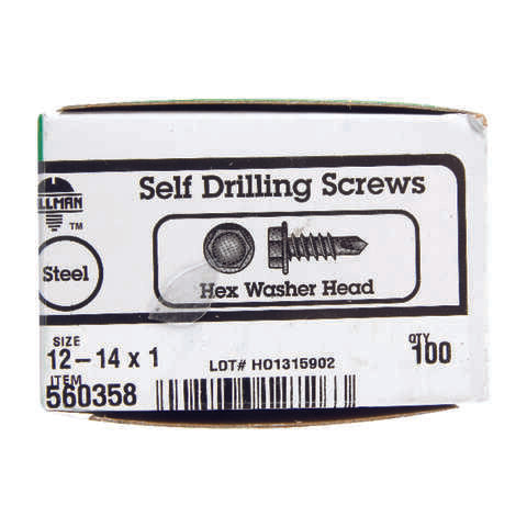 HILLMAN No. 12-14 X 1 in. L Hex Hex Washer Head Sheet Metal Screws 100 pk