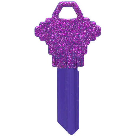 HILLMAN DIVA Purple Glitter House/Office Universal Key Blank SC1 Single, Pack of 6