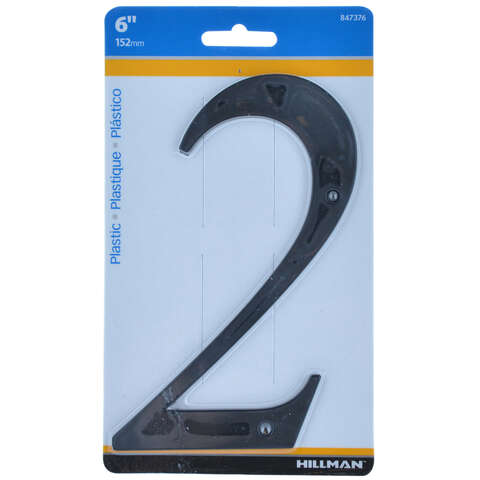 HILLMAN 6 in. Black Plastic Nail-On Number 2 1 pc, Pack of 3