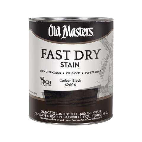 Old Masters Semi-Transparent Flat Carbon Black Oil-Based Alkyd Fast Dry Wood Stain 1 qt, Pack of 4