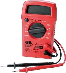 Gardner Bender GDT-311 Multimeter, 2 mOhm, 500 VAC, 600 VDC, 2 MOhm, Digital, LCD Display, Red