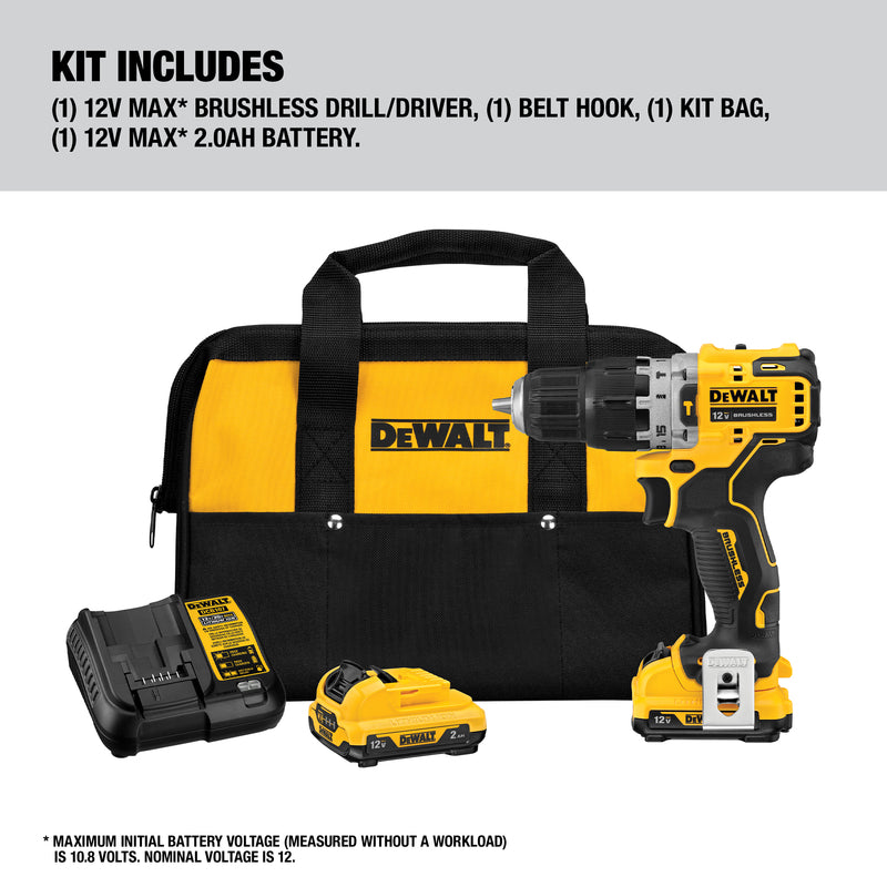 DeWalt 12V MAX XTREME 3/8 in. Brushless Cordless Hammer Drill Kit (Battery & Charger)