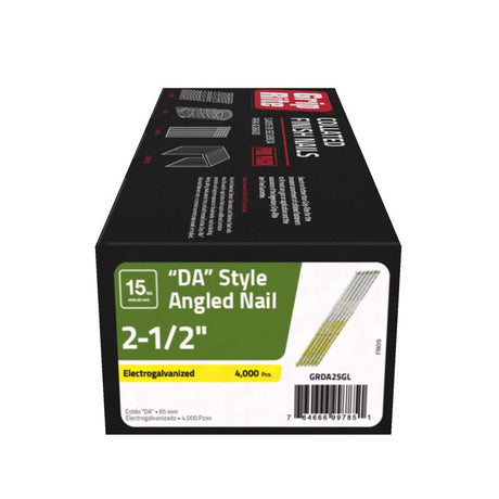 Grip-Rite 2-1/2 in. L X 15 Ga. Angled Strip Electro Galvanized Finish Nails 34 deg 4000 pk