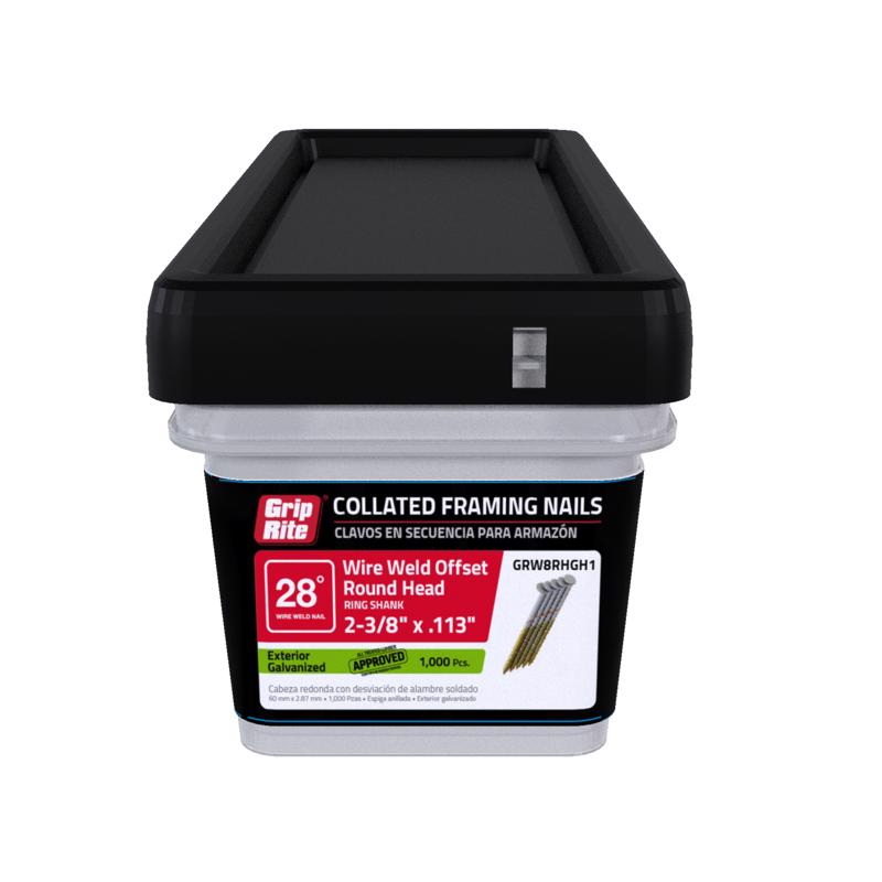 Grip-Rite 2-3/8 in. L Angled Strip Hot-Dip Galvanized Framing Nails 28 deg 1000 pk