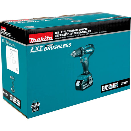 Makita 18V LXT 1/2 in. Brushless Cordless Drill/Driver Kit (Battery & Charger)