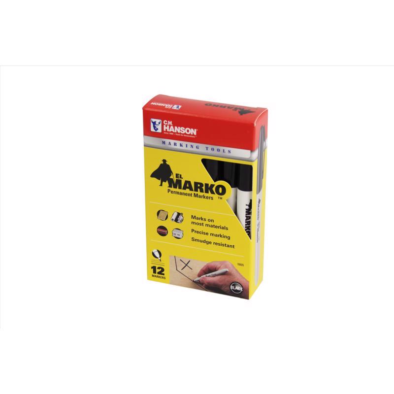 C.H. Hanson El Marko Black Medium Tip Permanent Marker 1 pk, Pack of 12