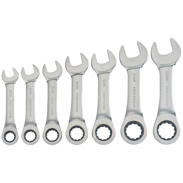 Craftsman Metric Stubby Ratcheting Combination Wrench Set 7 pc