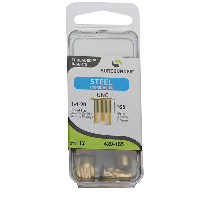 Surebonder Threaded Insert 1/4 in. D X 1/8 in. Steel Rivets Gold 12 pk