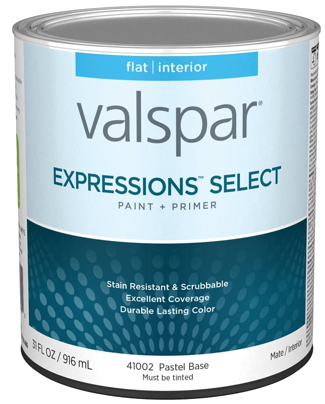 Expressions Select 4100 Series 028.0041002.005 Interior Paint and Primer, Pastel, Flat, White, 1 qt Plastic Can