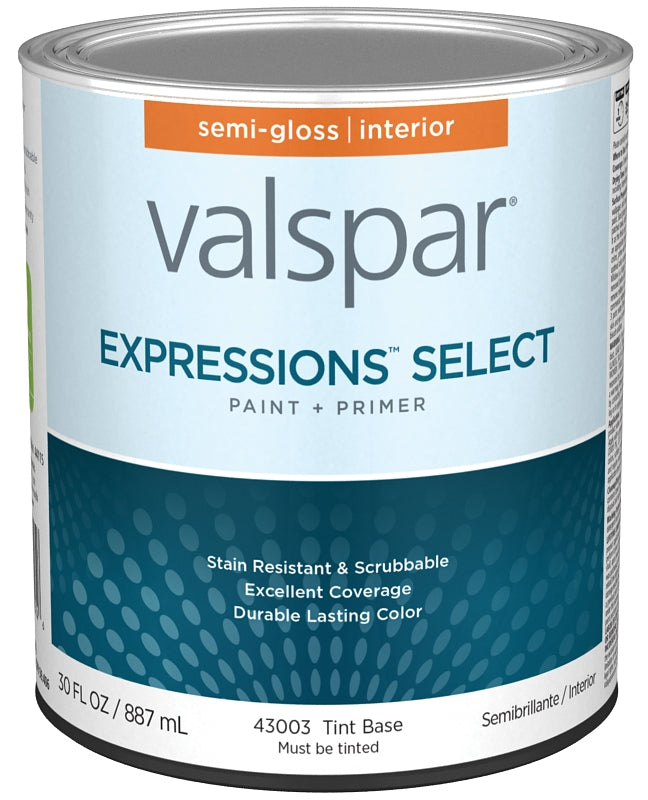Expressions Select 4300 Series 028.0043003.005 Interior Paint and Primer, Tint, Semi-Gloss, White, 1 qt Plastic Can