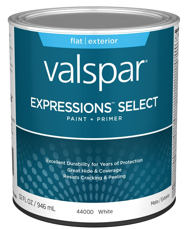 Expressions Select 4400 Series 028.0044000.005 Exterior Paint, Water, Flat, White, 1 qt Plastic Can