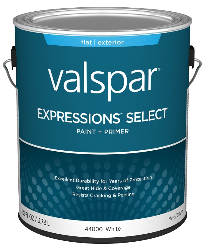 Expressions Select 4400 Series 028.0044000.007 Exterior Paint, Water, Flat, White, 1 gal Plastic Can, Pack of 4