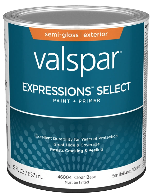 Expressions Select 4600 Series 028.0046004.005 Exterior Paint, Water, Semi-Gloss, Clear, 1 qt Plastic Can